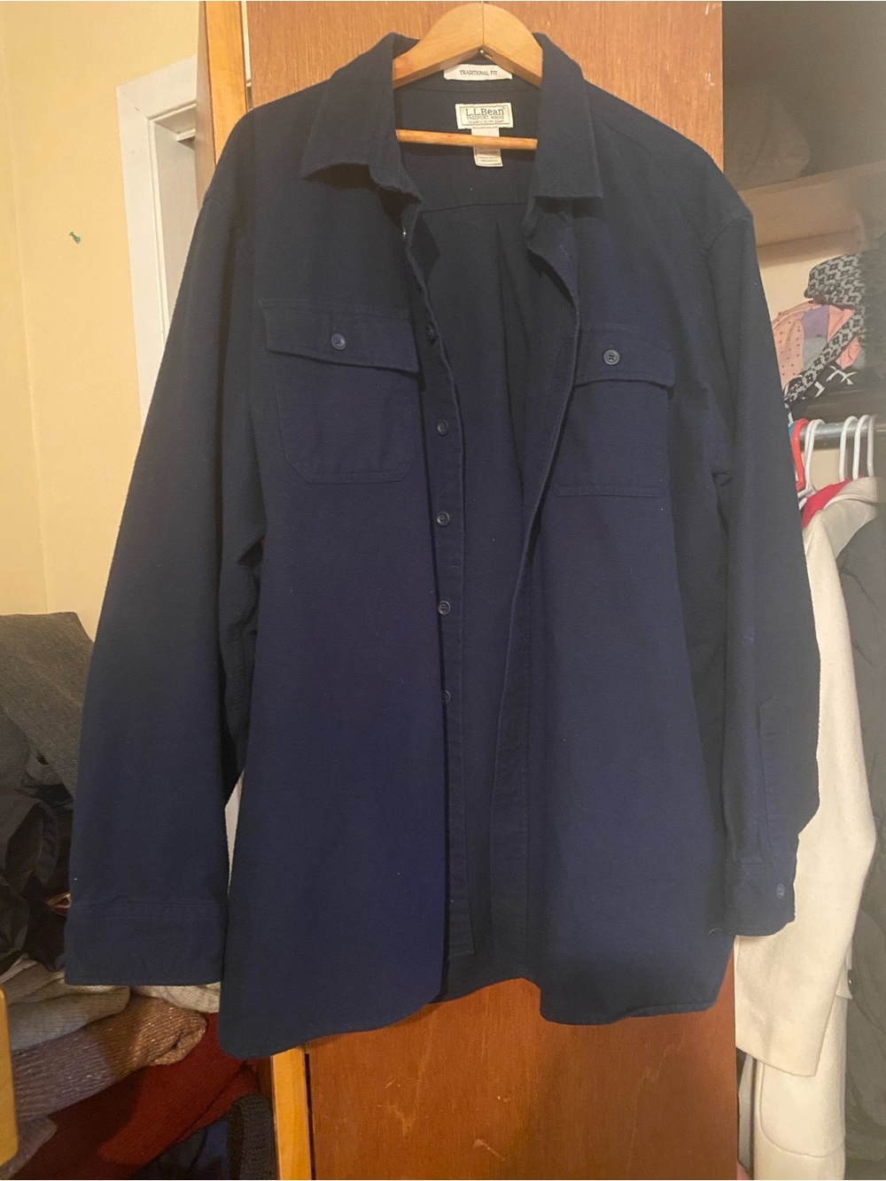 L.L.Bean Chamois Shirt XXL Traditional Fit Navy Heavyweight Overshirt Shacket